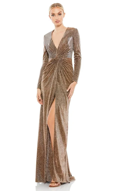 Ieena Duggal 261941 - Twist Front Metallic Evening Dress