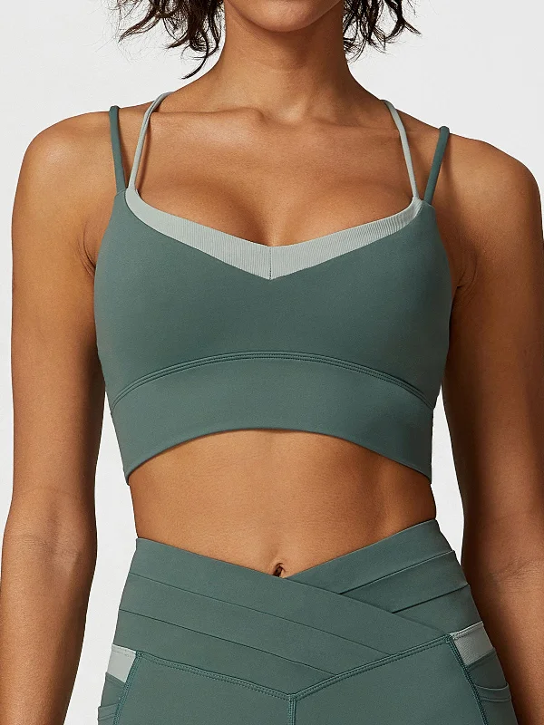 Sage Green X Cross Sports Bra - Light Support