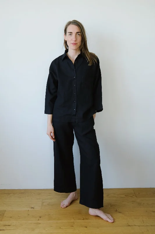 linen pants - beveren - black