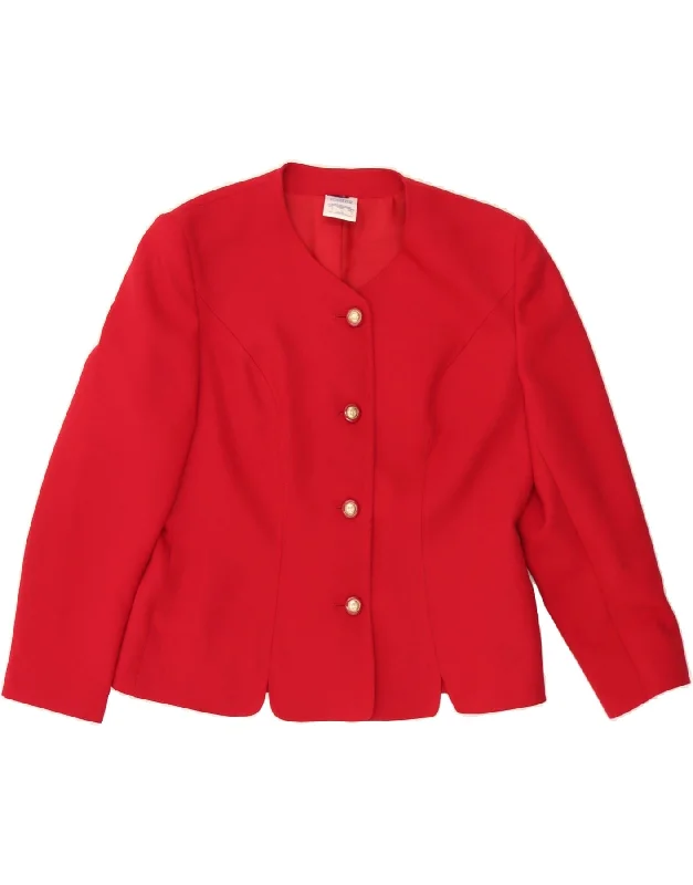 EASTEX Womens 3/4 Sleeve 4 Button Blazer Jacket UK 16 Large Red Polyester