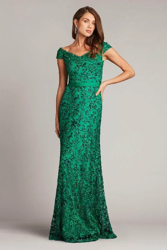 Tadashi Shoji BVZ19827L - V-Neck Lace Dress Dapper Women's 1920S