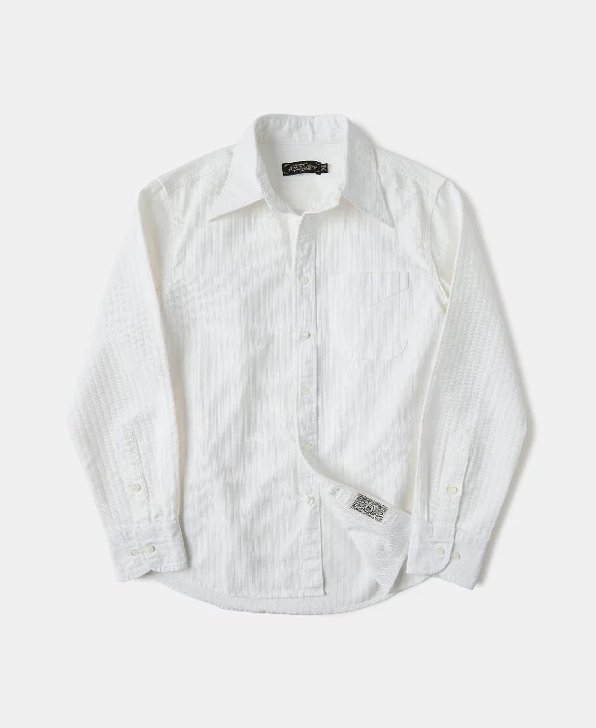 1920s Point Collar Jacquard Textured Dobby Shirt