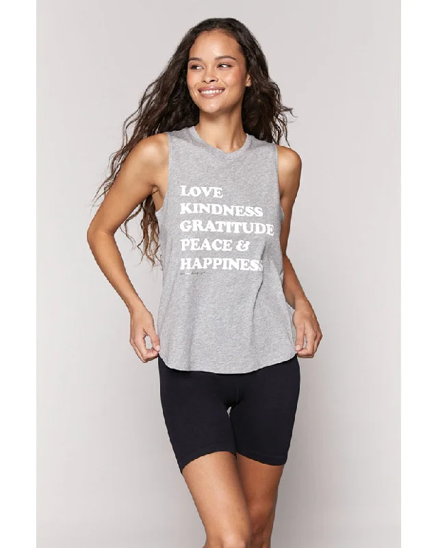 Spiritual Gangster Happiness Muscle Tank - SP10411022 - Womens - Heather Grey