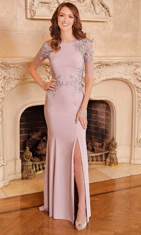Mori Lee 72529 - Crepe Embroidered Lace Trumpet Dress Polished Women's Silk