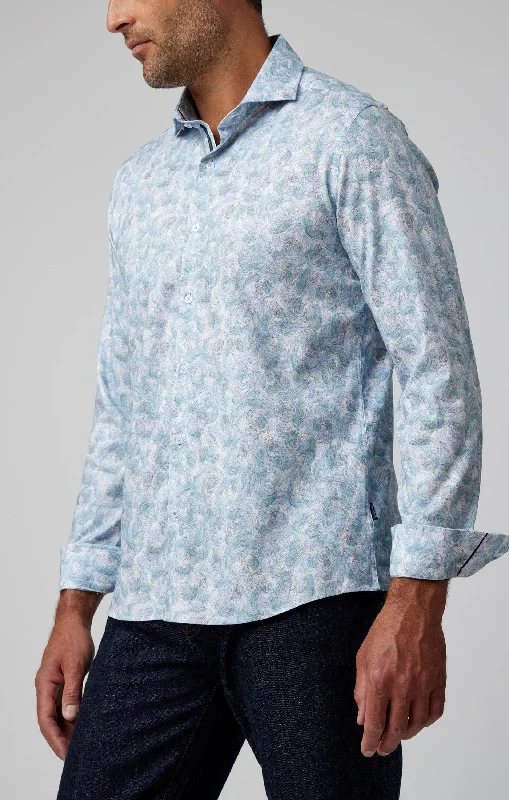 Aqua Roses Long Sleeve Shirt