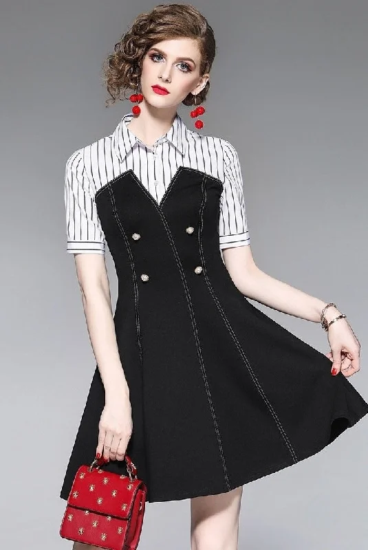 Denim Dress W/ Pearl Buttons Street