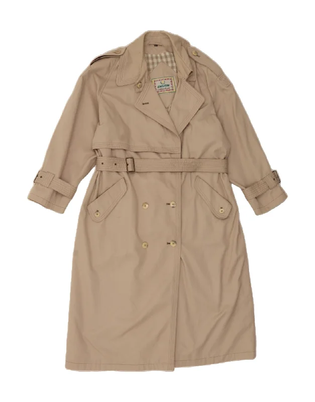 ENSIGN Womens Oversized Trench Coat UK 16 Large Beige Polyester