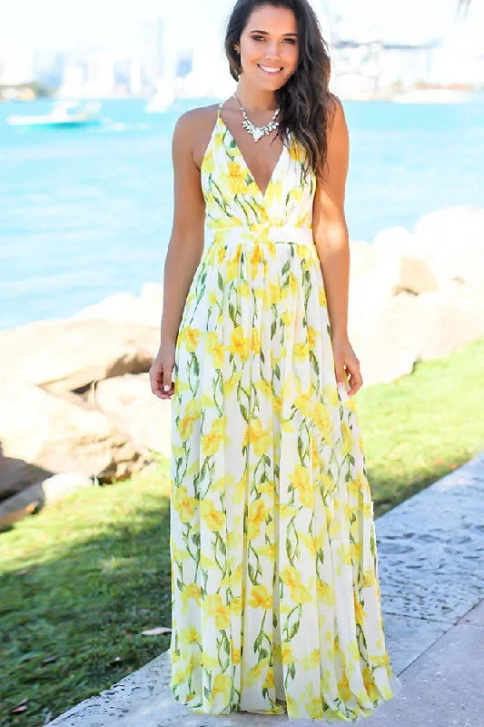 Tropical Print Maxi Dress Tough Women's Military - inspired
