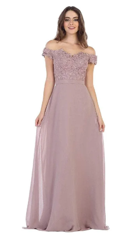 May Queen - Off Shoulder A-Line Evening Gown MQ1601 - 1 pc Dusty Rose In Size 10 Available Traditional Women's 