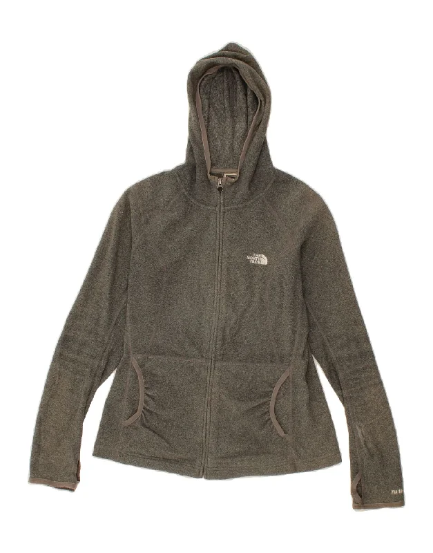 THE NORTH FACE Womens Hooded Fleece Jacket UK 10 Small Grey Polyester