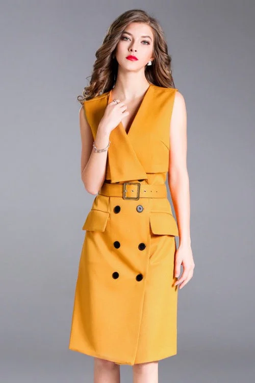 Styled Collar Double Breasted Dress Bohemian Women's Free