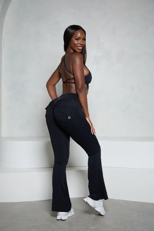 Pchee Black Pocket Flare Scrunch Butt Pants