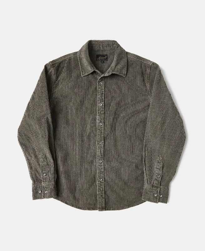 Regular Fit 11 Wale Corduroy Overshirt - Taupe