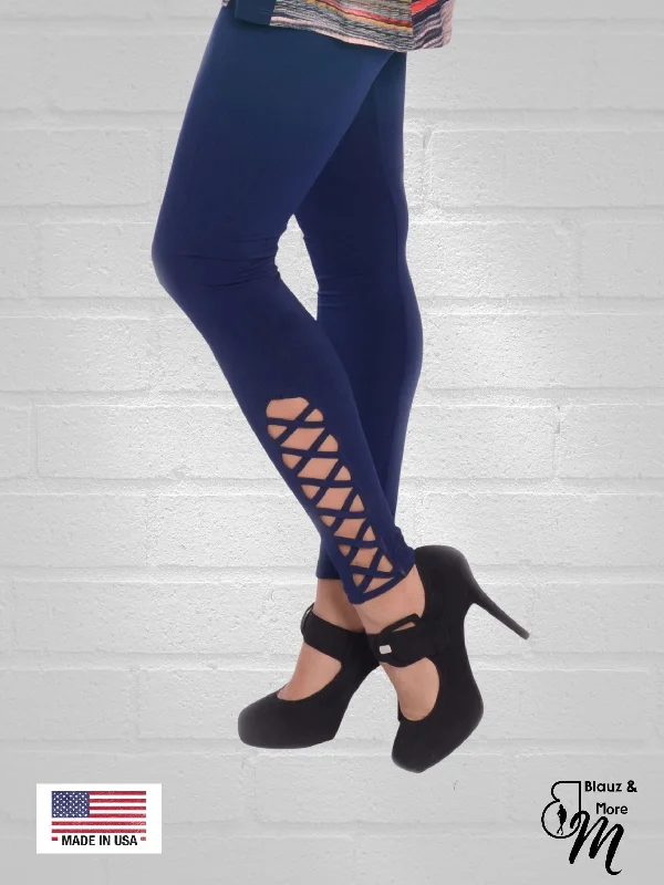 BLACK FRIDAY Ankle length leggings with criss cross pattern at the ankle - P009