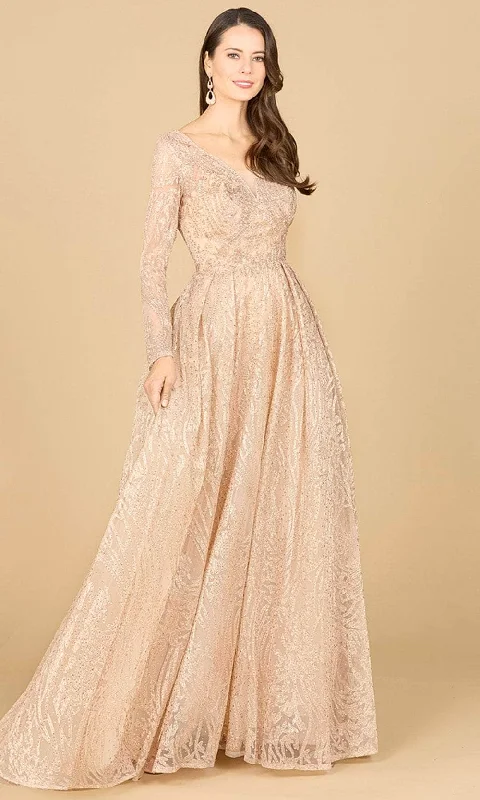 Lara Dresses 29142 - Long Sleeve Pleated Evening Gown