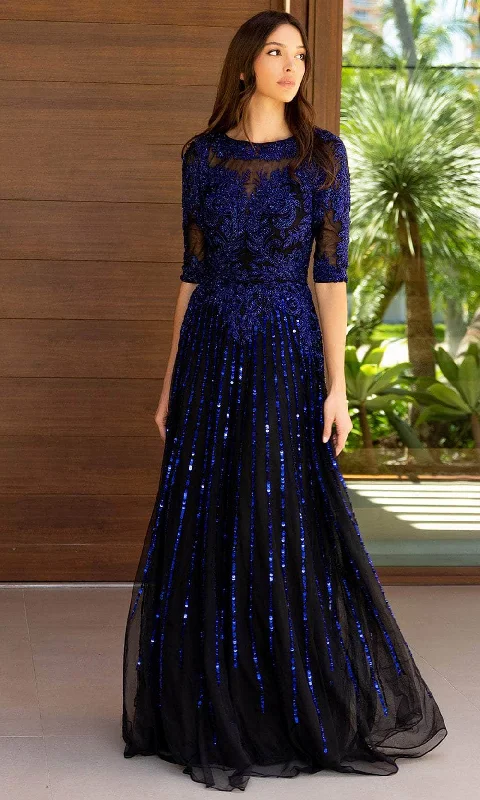 Primavera Couture 13120 - Quarter Sleeve Embellished Prom Gown