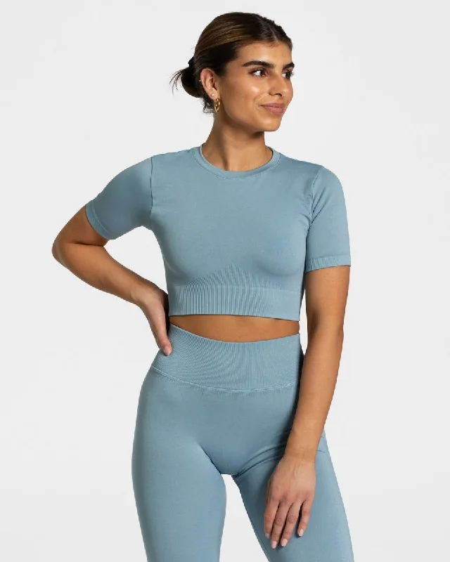 Sensation Crop Top "Stahlblau"