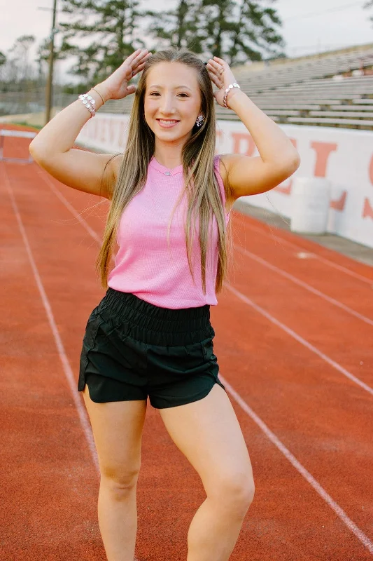 Pink Sleeveless Heathered Tank