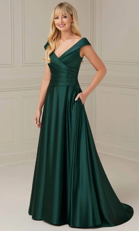 Christina Wu Elegance 17117 - Pleat Bodice A-Line Evening Dress Refined Women's Hand - crafted