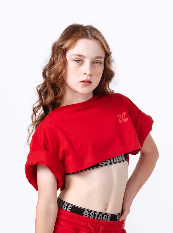 Girls Improv Crop Top Red