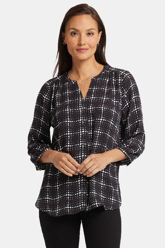 Pintuck Blouse - Lattice Dots