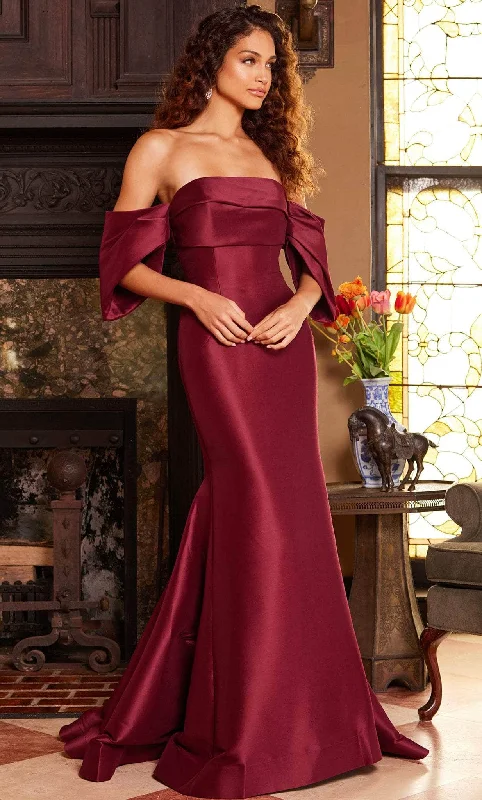 Jovani 23398 - Drape Sleeve Mermaid Evening Dress Sleek Women's 