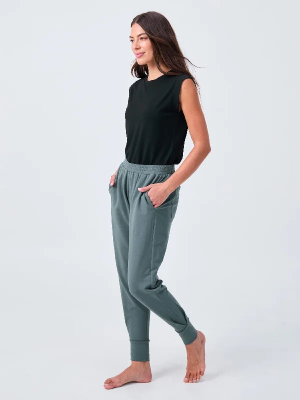 French Terry Side Pleat Jogger Jogger - Sage