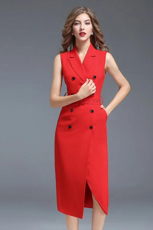 Notched Collar Double Breasted Dress garde