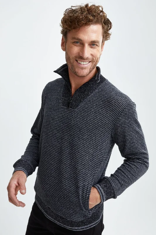 Black Quarter Zip Knit Sweater