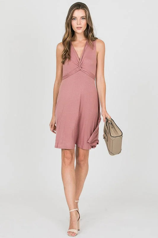 Plunged Neck Mini Dress Casual Women's Loose - fitting