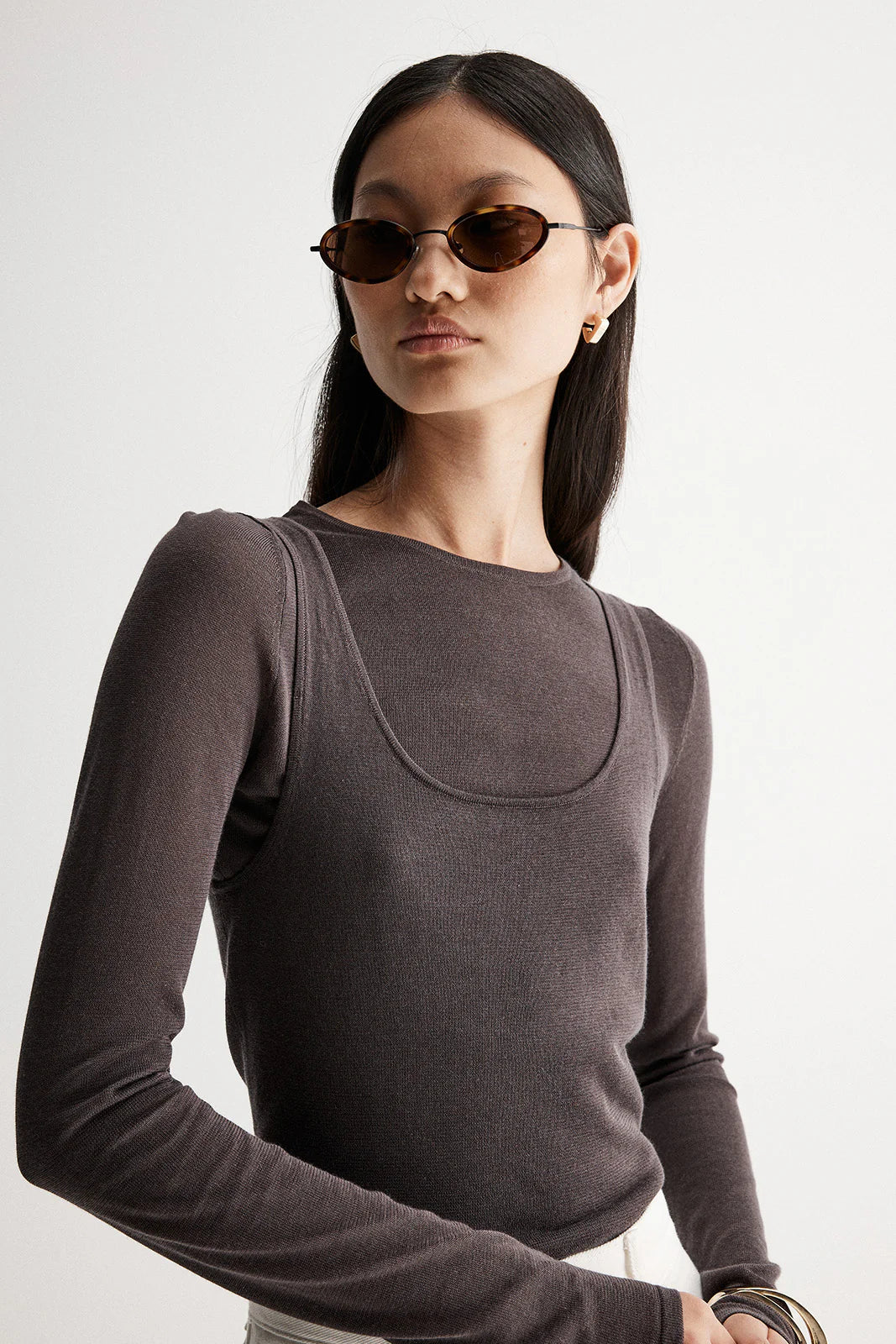 LEALAH KNIT TOP - DARK MOCHA Traditional Women's Wool