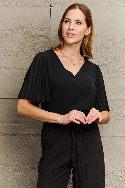 Remi V-Neck Flutter Sleeve Blouse Youthful Women's Anime - inspired